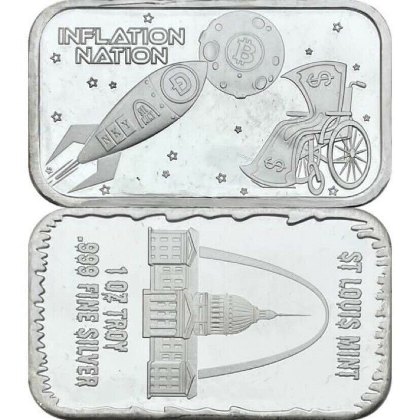 Inflation Nation by STL Mint, 1oz .999 Silver Proof Bar - PM INC
