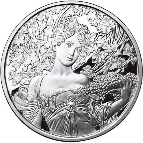 Champagne - Mucha Collection 1oz .999 Silver Proof Round
