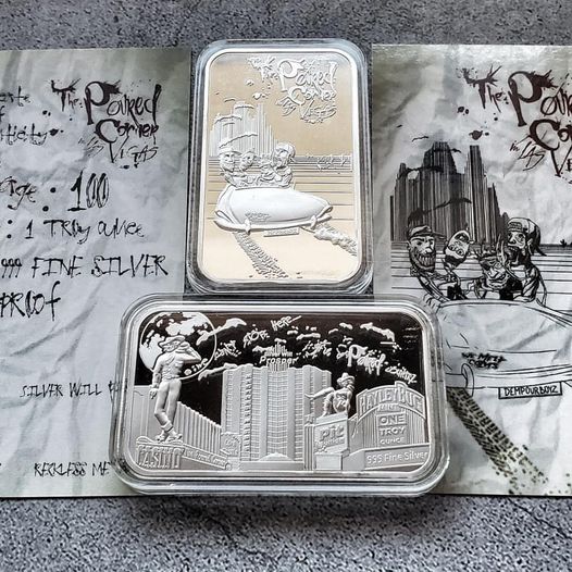 The Poured Corner Collaboration, 1oz .999 Silver Proof Bar