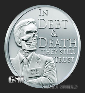 2017 Debt and Death V4 by Silver Shield, Mni Mintage - BU 1 oz .999 Silver Round