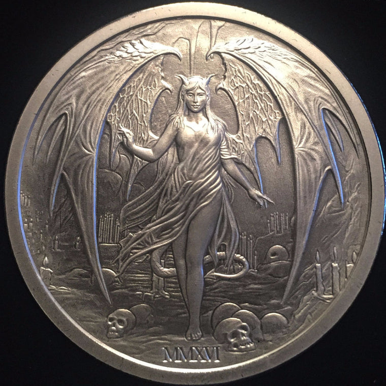 2016 Temptation of the Succubus - BU Finish by Pheli Mint, 2oz .999 Fine Silver Round