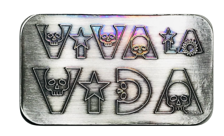 Viva La Vida by M6 Metals, 1oz .999 Silver bar Antique Finish